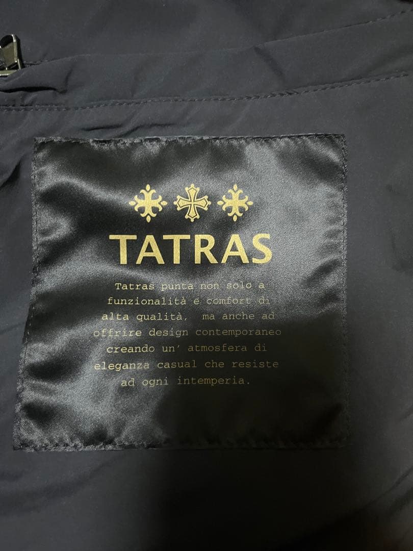 TATRAS フード付きダウンベスト グレー系チェック柄