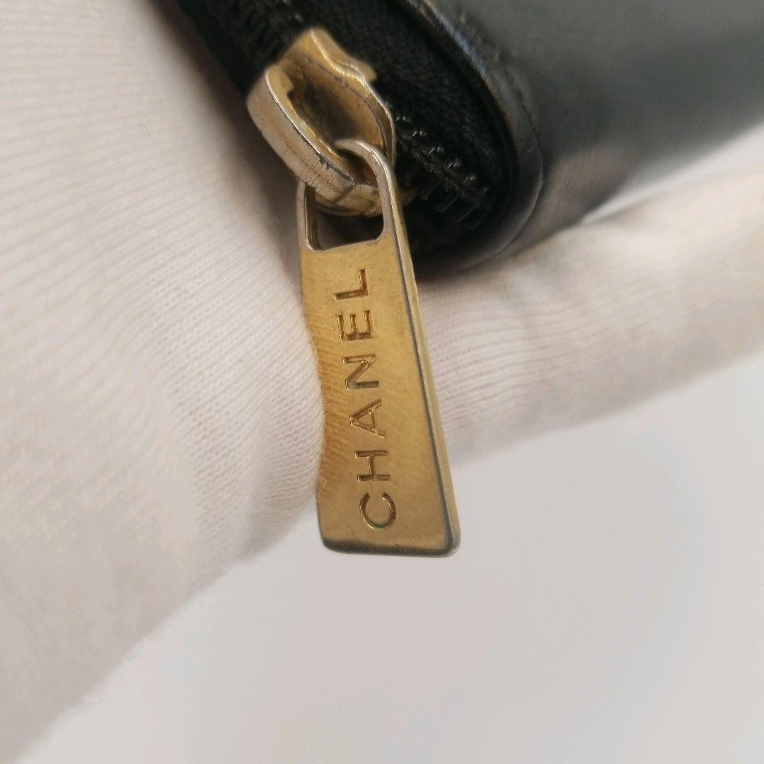 【美品】CHANEL シャネル キャビアスキン レザー ラウンド長財布　ココ