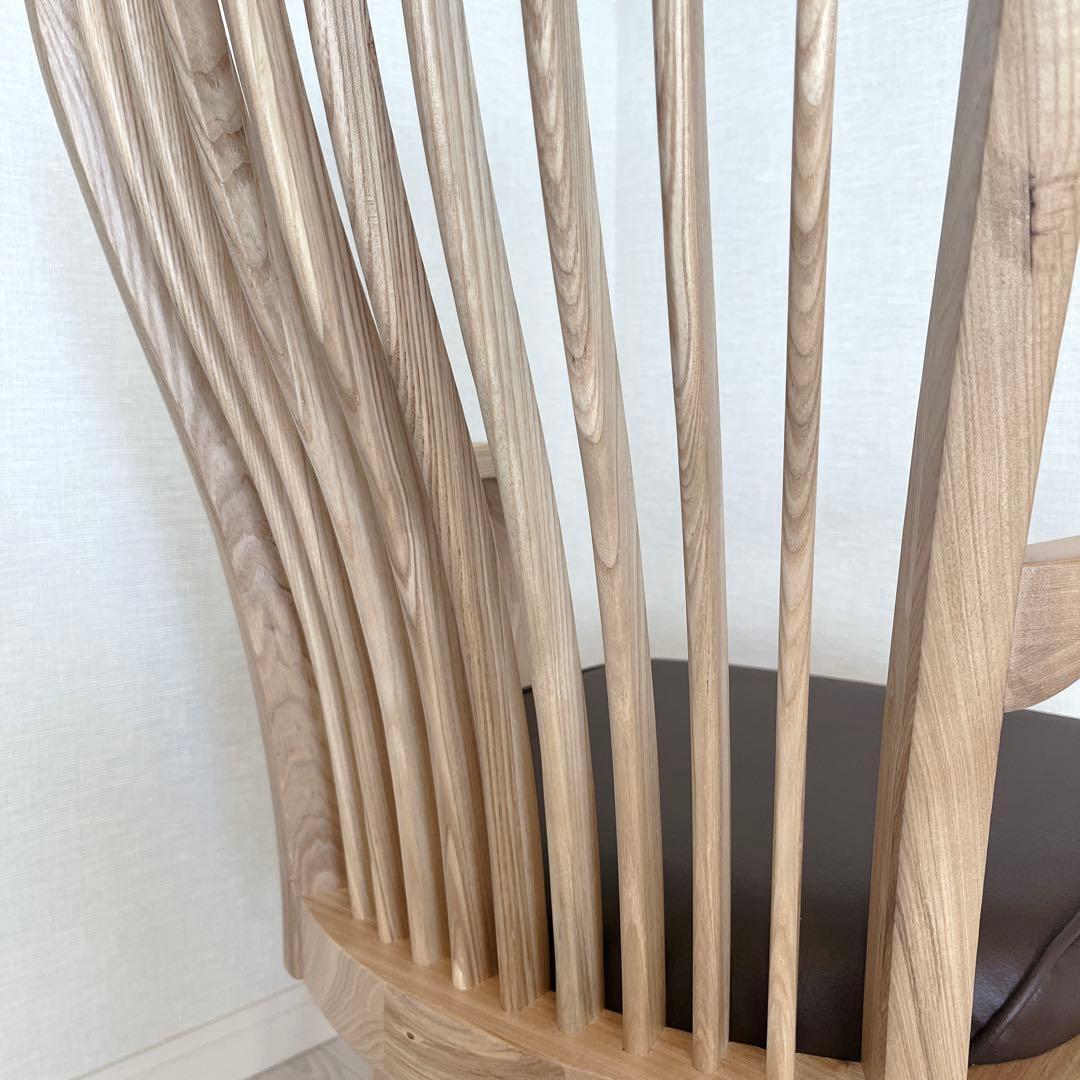 回転式 肘付き 介護 福祉にも最適 高級 天然木NAGAREチェア 美品