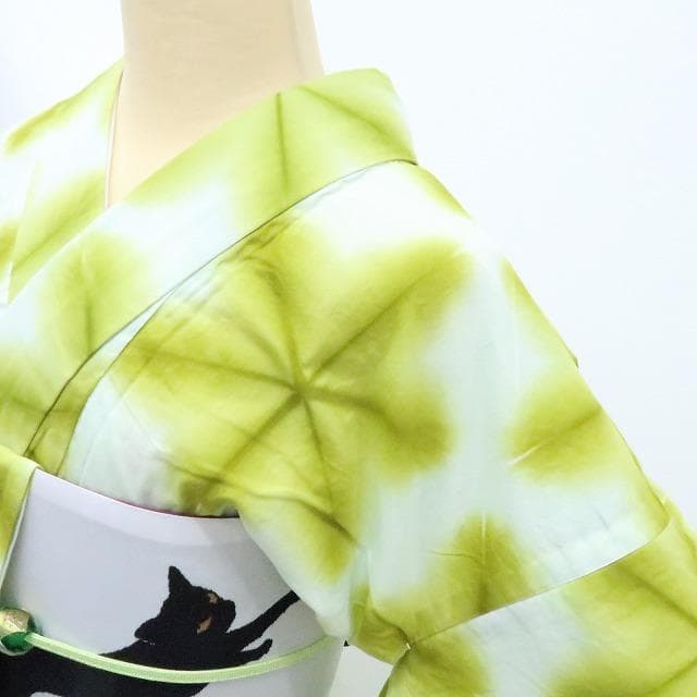 Y3364◆新品 板締め絞り 綿 仕付け糸付 浴衣 洗える夏着物