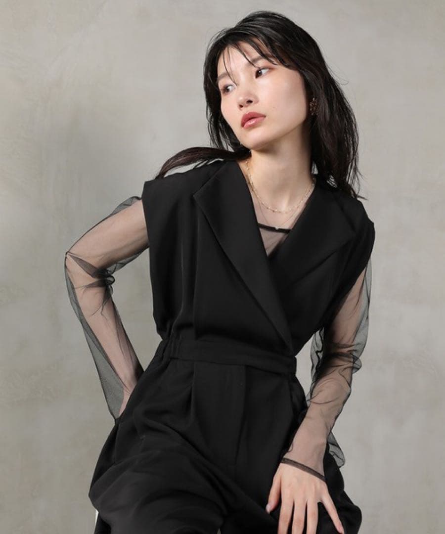 ♡niana / Kana スタンドアウトカラーオールインパンツ　ブラック　M