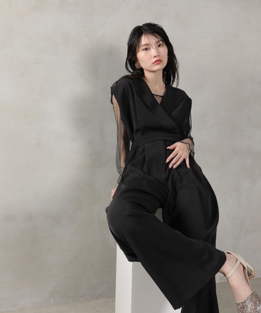 ♡niana / Kana スタンドアウトカラーオールインパンツ　ブラック　M