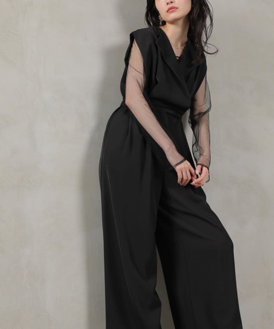 ♡niana / Kana スタンドアウトカラーオールインパンツ　ブラック　M