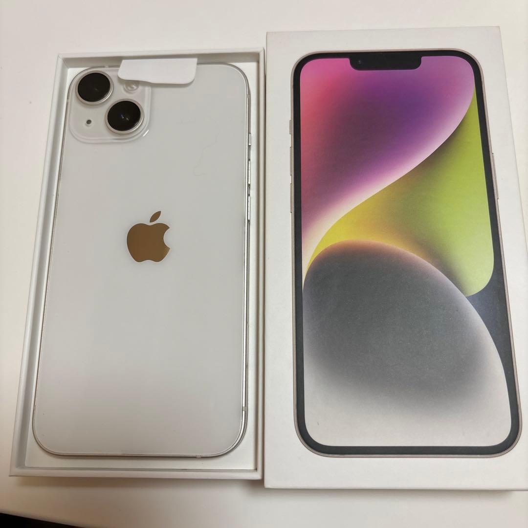 iPhone14 ホワイト 本体　128Gb SIMフリー　バッテリー89%