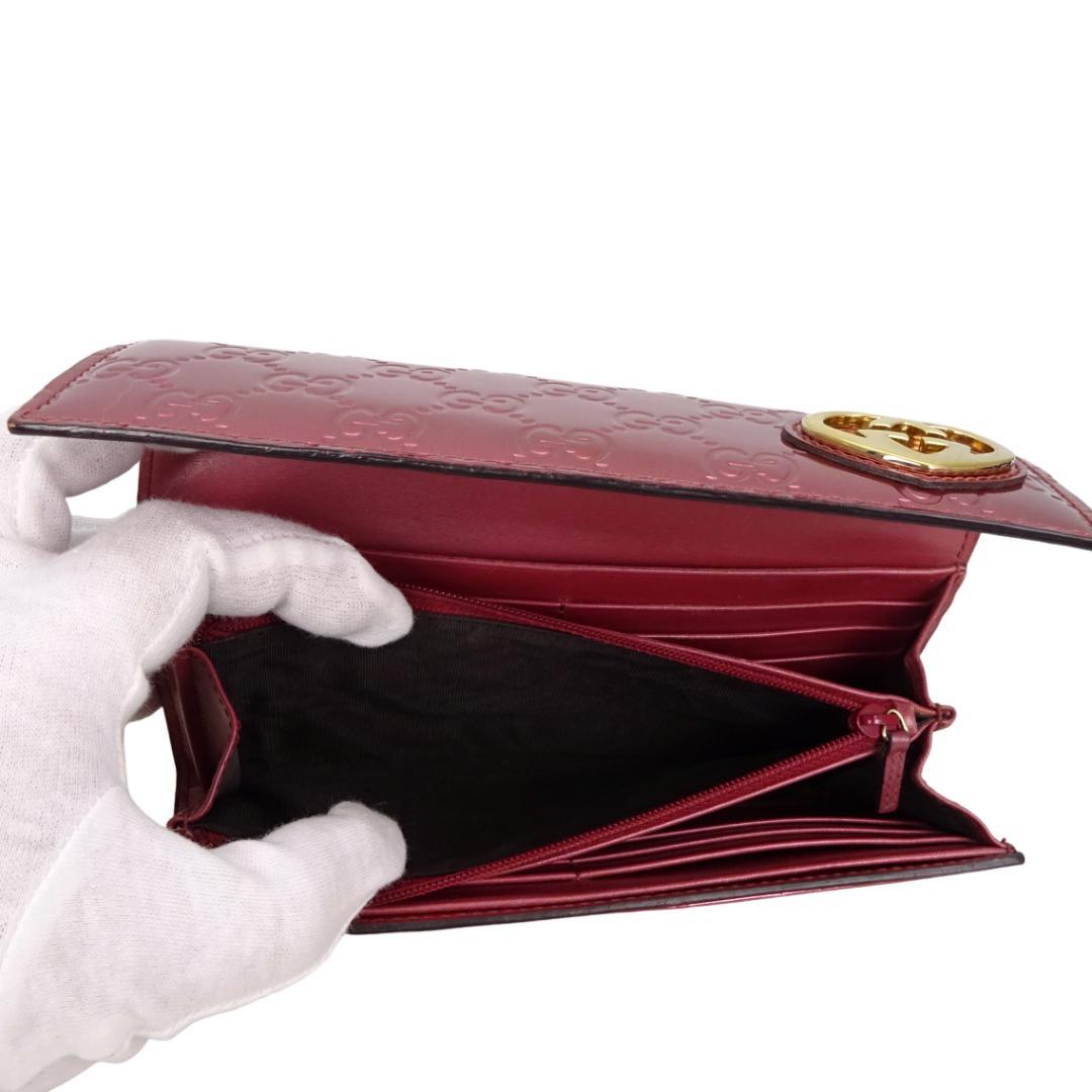 本物 良品 ■グッチ■GG ラブリーハート ピンクパープル パテント 長財布