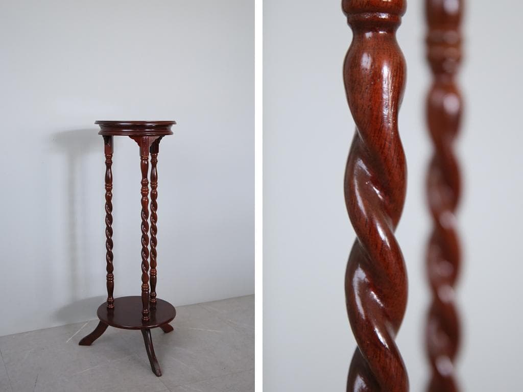 英国アンティーク木製フラワースタンド/花台/燭台/飾り棚/テーブル(89-34)