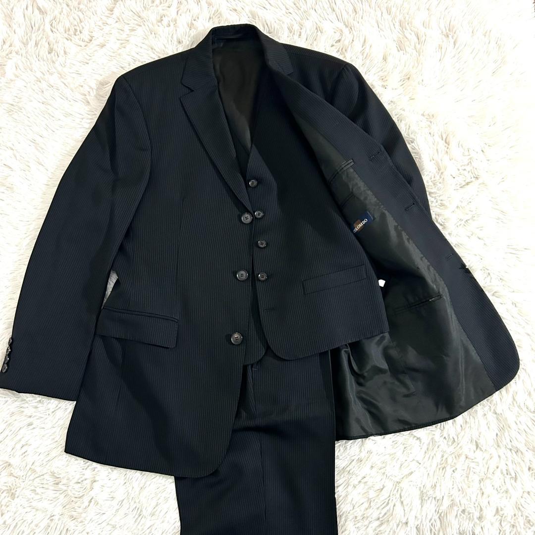 BOSS Hugo Boss 3ピーススーツ ストライプ セットアップ 黒系