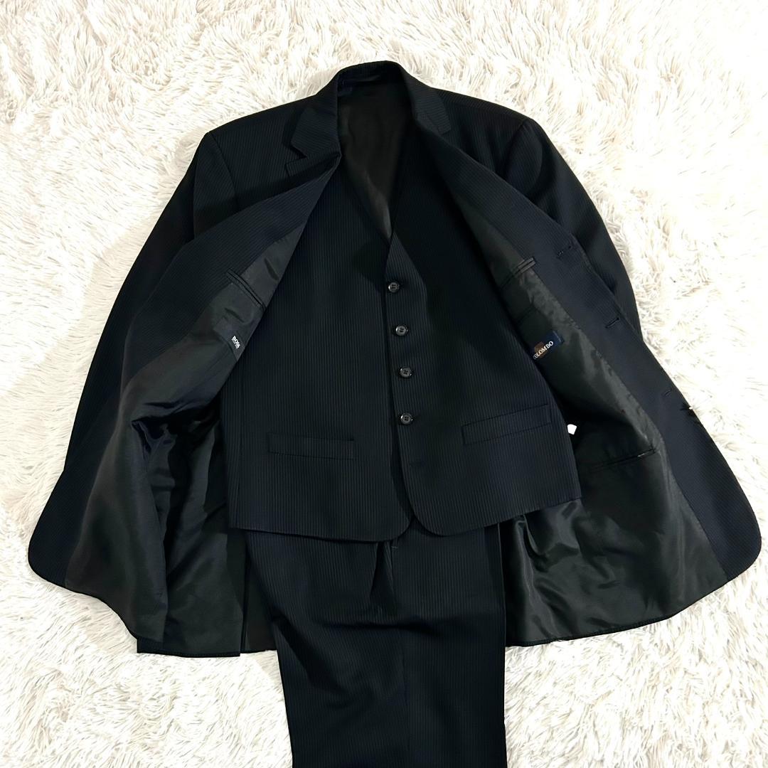 BOSS Hugo Boss 3ピーススーツ ストライプ セットアップ 黒系