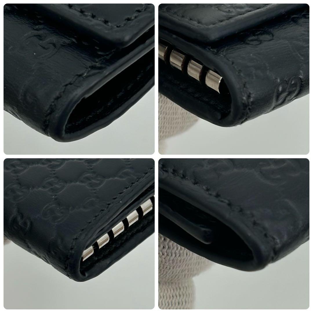 極美品✨グッチ キーケース 6連 マイクロシマ レザー ネイビー