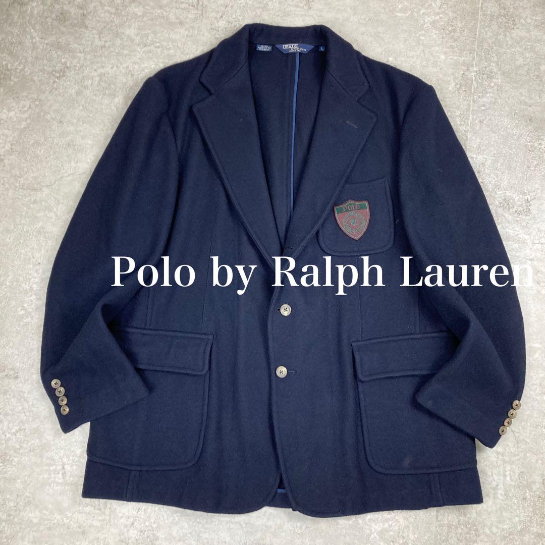 ポロバイラルフローレン　紺ブレ　ブレザー　エンブレム　ワッペン　アメリカ製　L