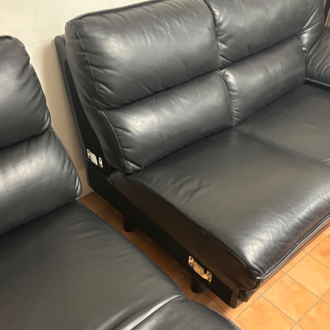 【良品】ニトリ　カウチソファー黒　3人掛け　右カウチ　ロゾ4