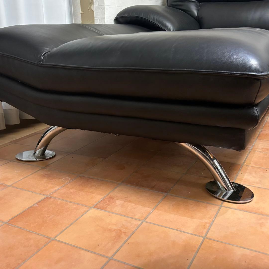 【良品】ニトリ　カウチソファー黒　3人掛け　右カウチ　ロゾ4