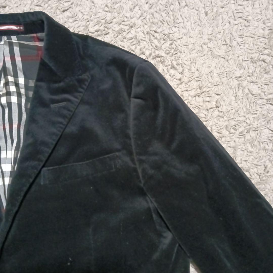 バーバリーブラックレーベル　L　ノバチェック　ベロアテーラードジャケット