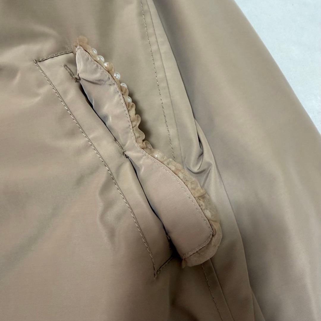 フランシュリッペ モッズコート パールリボン ビジュー ライナー付き ベージュ