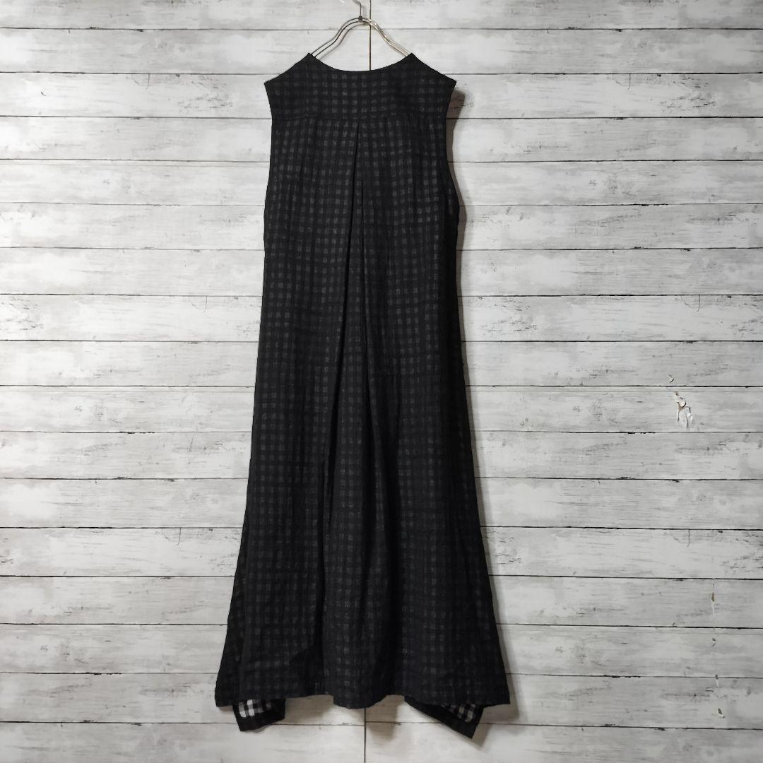 ワイズ ヨウジヤマモト Vネックノースリーブロングワンピース ウール裏地ナイロン