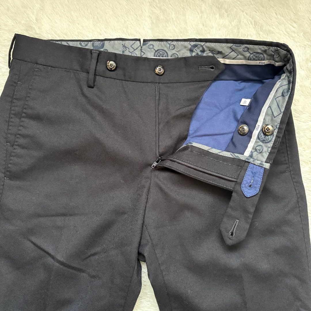 PT01 スラックス ノープリーツ ストレッチ ウール 46