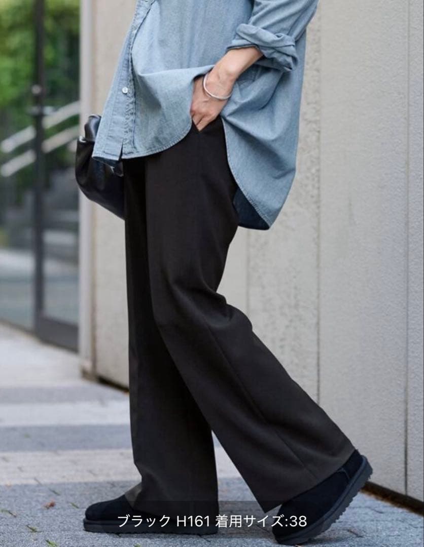フレームワーク　セミフレアパンツ　ブラック　38