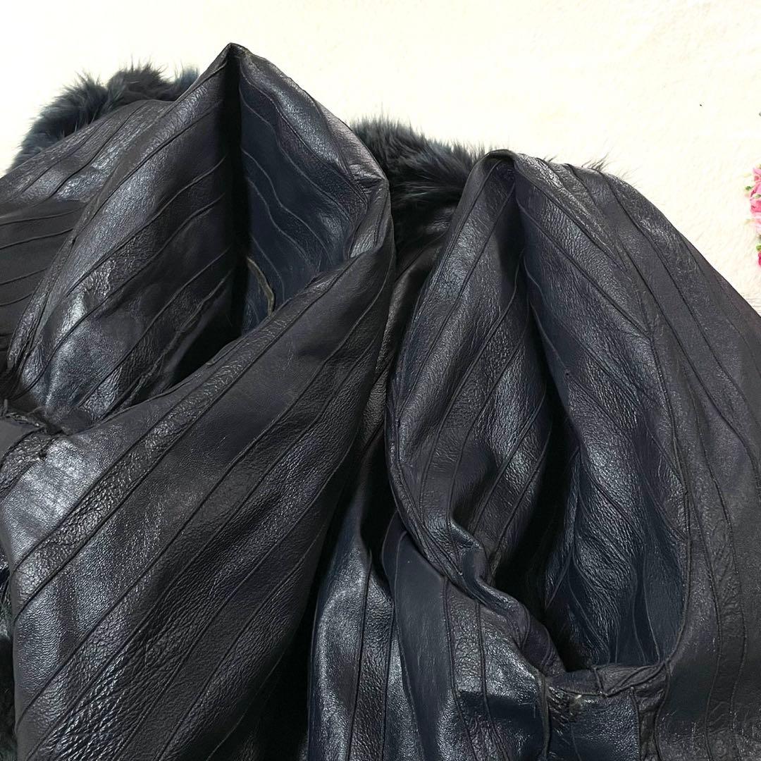 ボリューム◎カラーフォックス ブルー系 ファーコート 毛皮 FOX リバーシブル