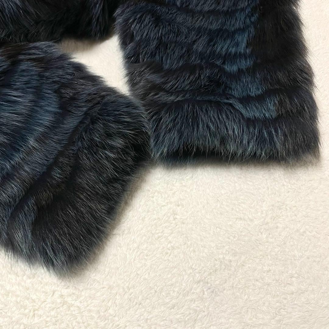 ボリューム◎カラーフォックス ブルー系 ファーコート 毛皮 FOX リバーシブル