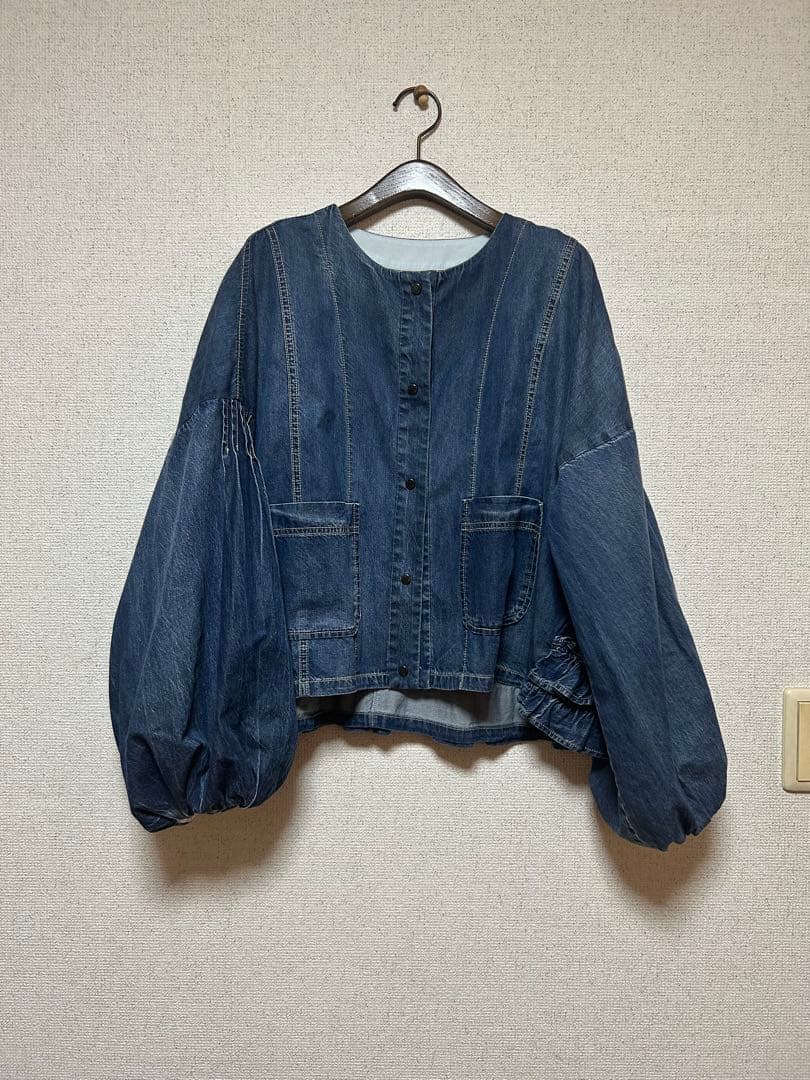 美品　アヤン ダークデニム バルーンスリーブジャケット