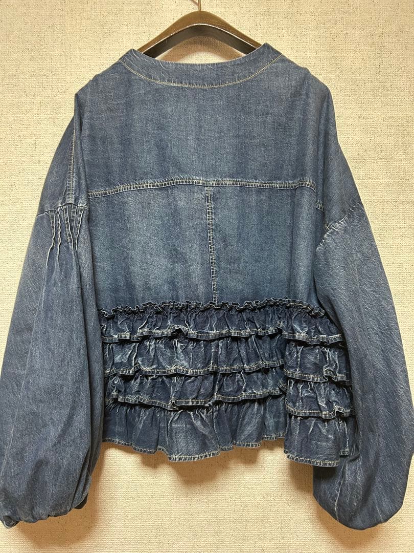 美品　アヤン ダークデニム バルーンスリーブジャケット