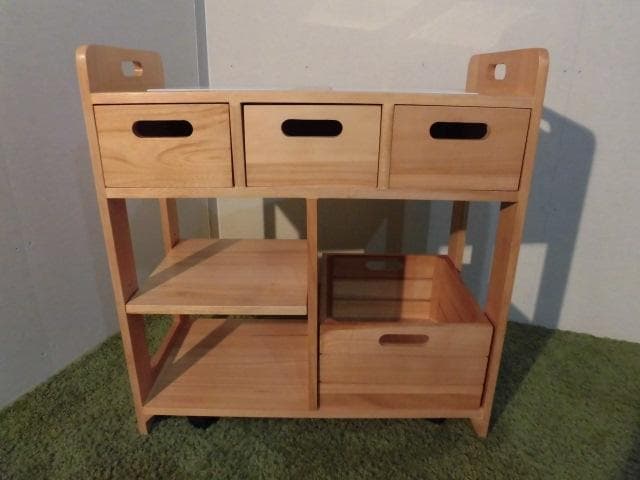 アウトレット【新品/全国一律送料無料】天然木キッチンワゴンカウンター