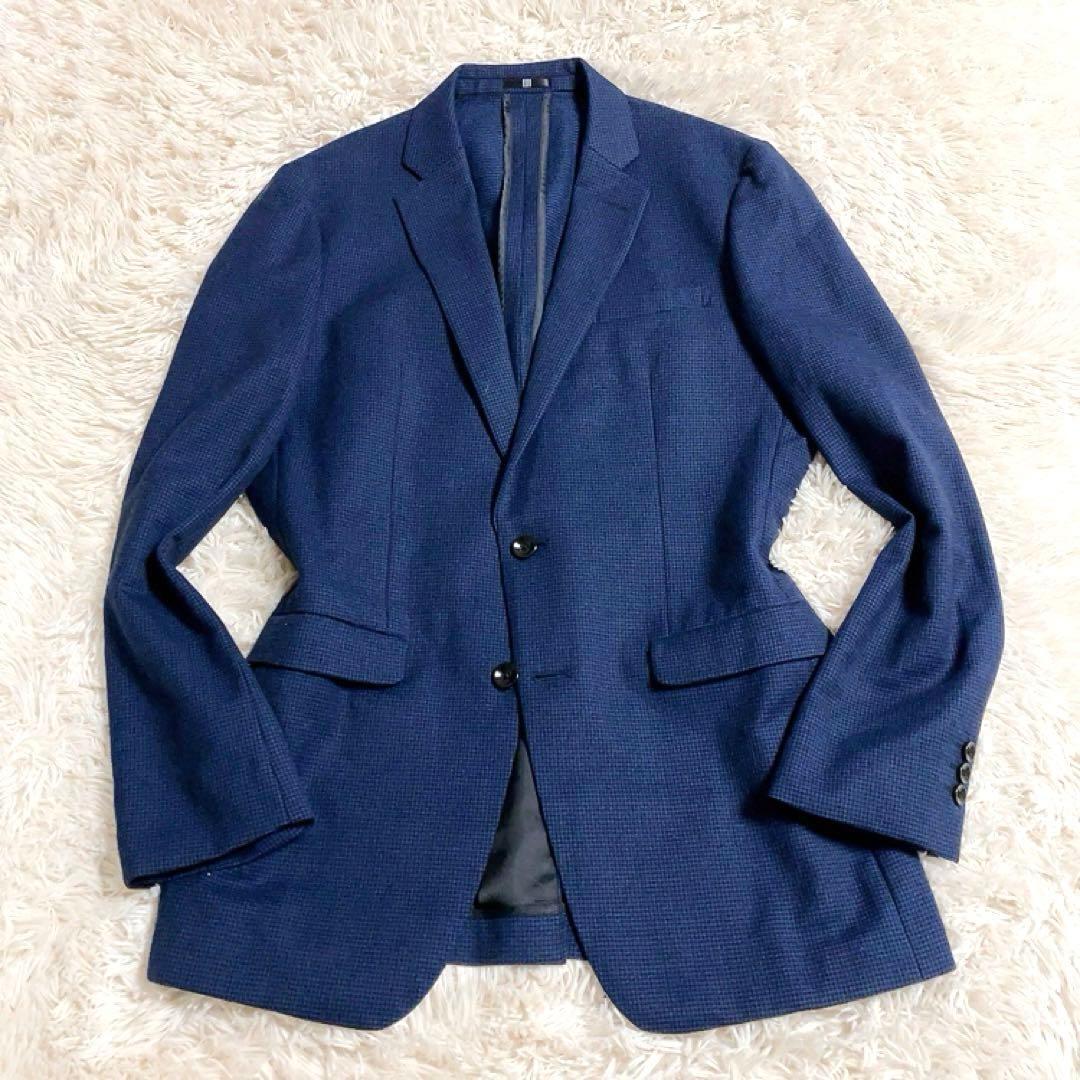 【ネイビー・千鳥柄】スーツセレクト　セットアップ　大きいサイズA7　超美品