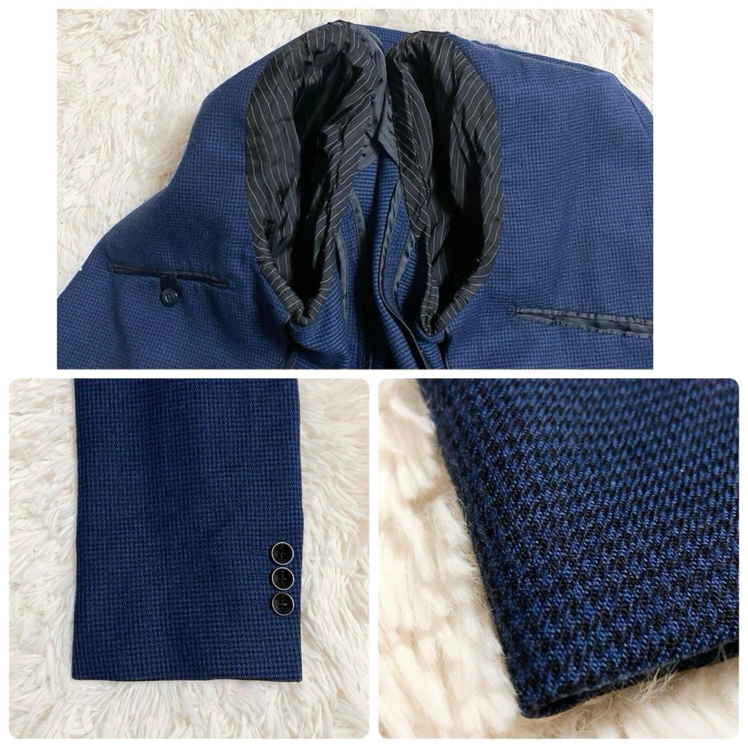 【ネイビー・千鳥柄】スーツセレクト　セットアップ　大きいサイズA7　超美品