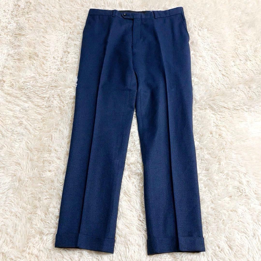 【ネイビー・千鳥柄】スーツセレクト　セットアップ　大きいサイズA7　超美品