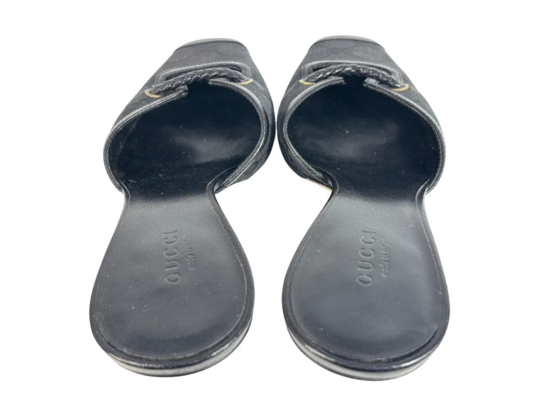 グッチ GUCCI サンダル ミュール シグネチャー 黒 ブラック 24cm