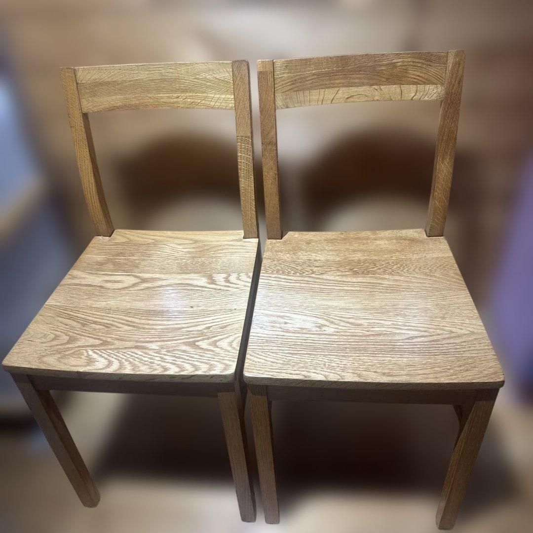 無印良品　無垢材オーク材 チェア 2脚セット