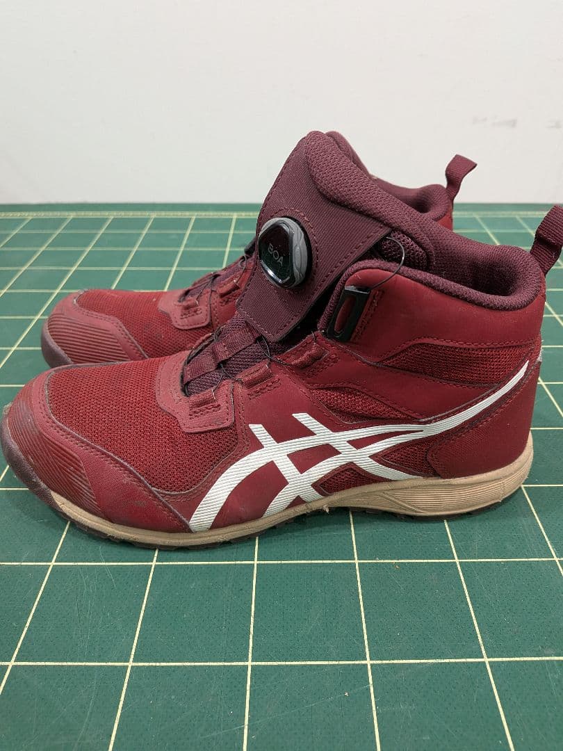 アシックス　ウィンジョブ　安全靴　赤 ワインレッド