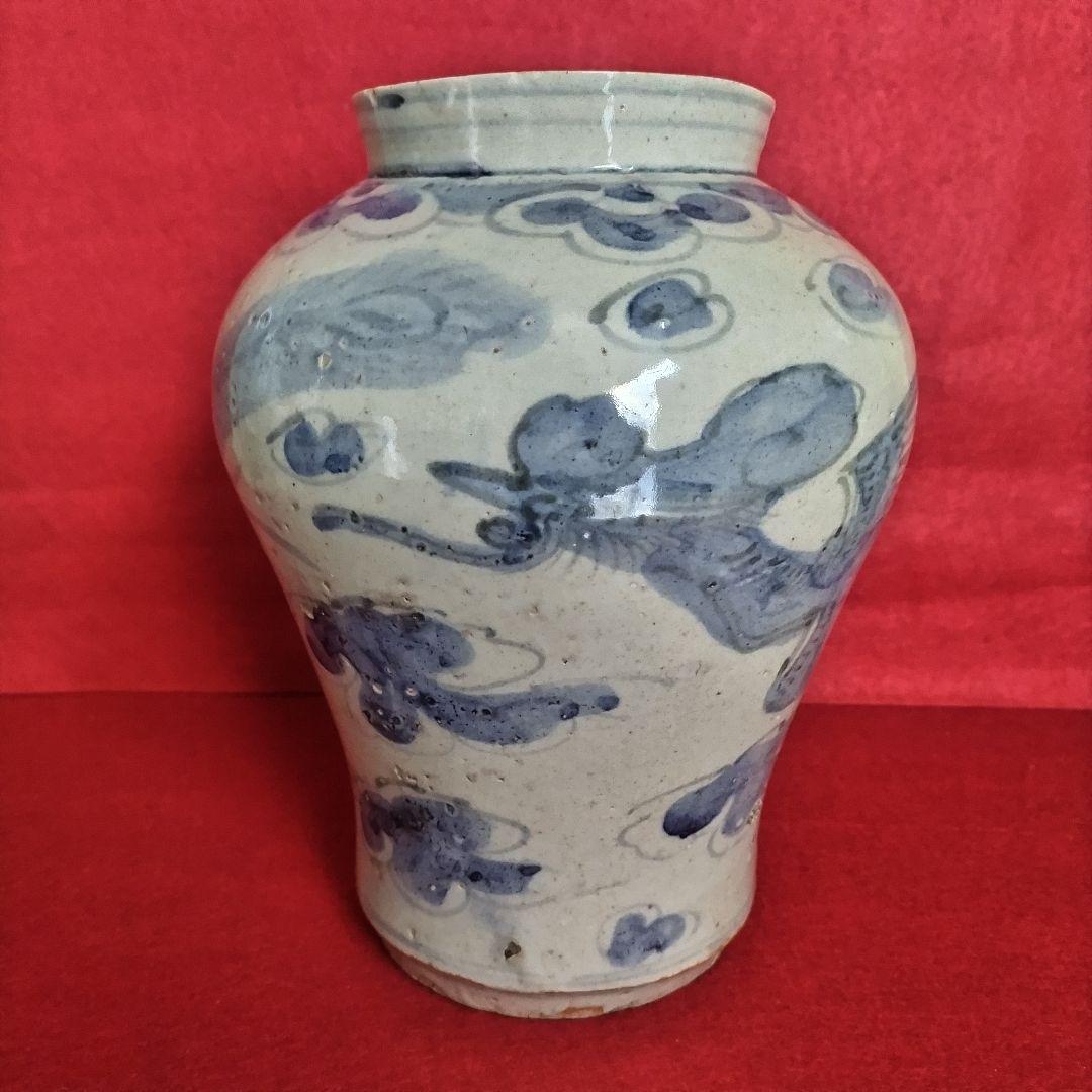 朝鮮美術　李朝期　官窯　分院窯　李朝青花鳳凰紋壺　提灯壺