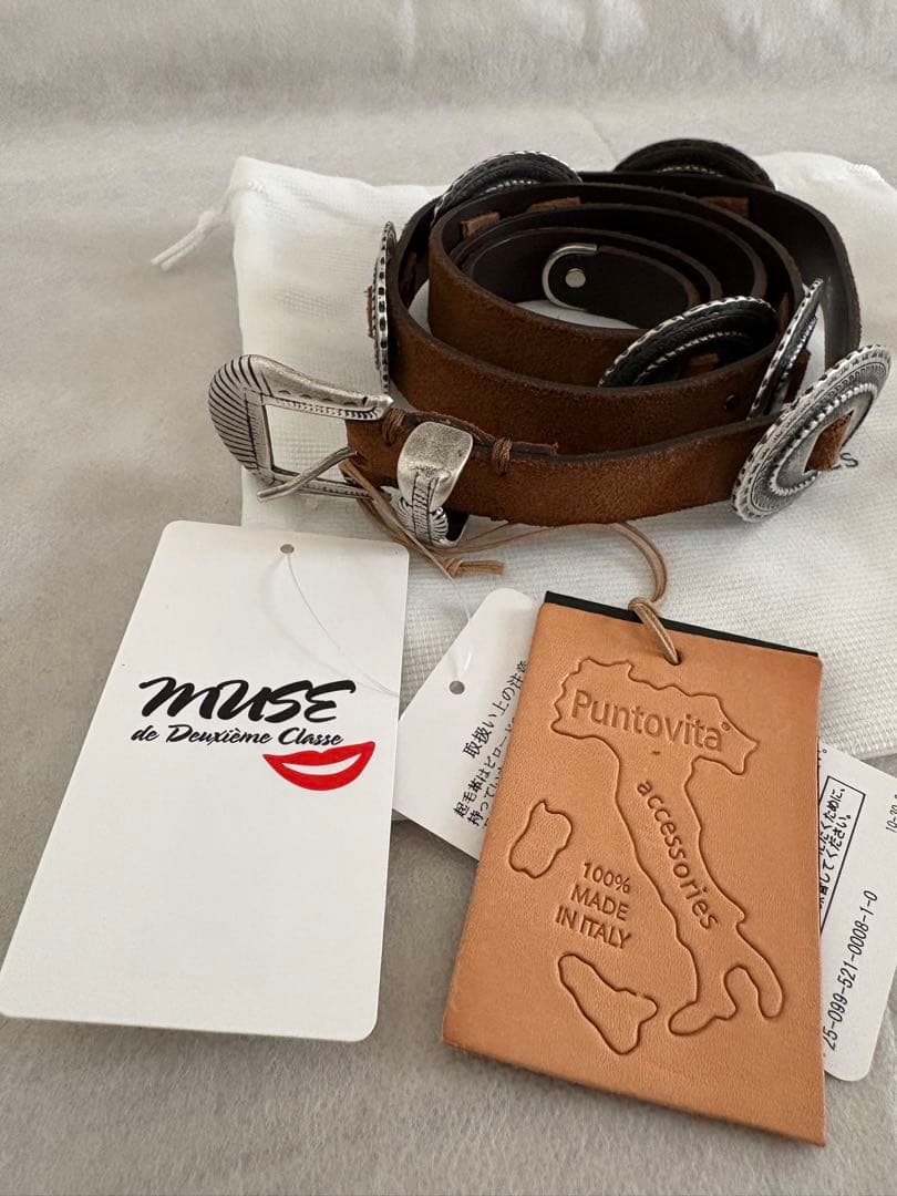 新品未使用PUNTOVITAプントヴィータ CONCHOベルトコンチョSUEDE
