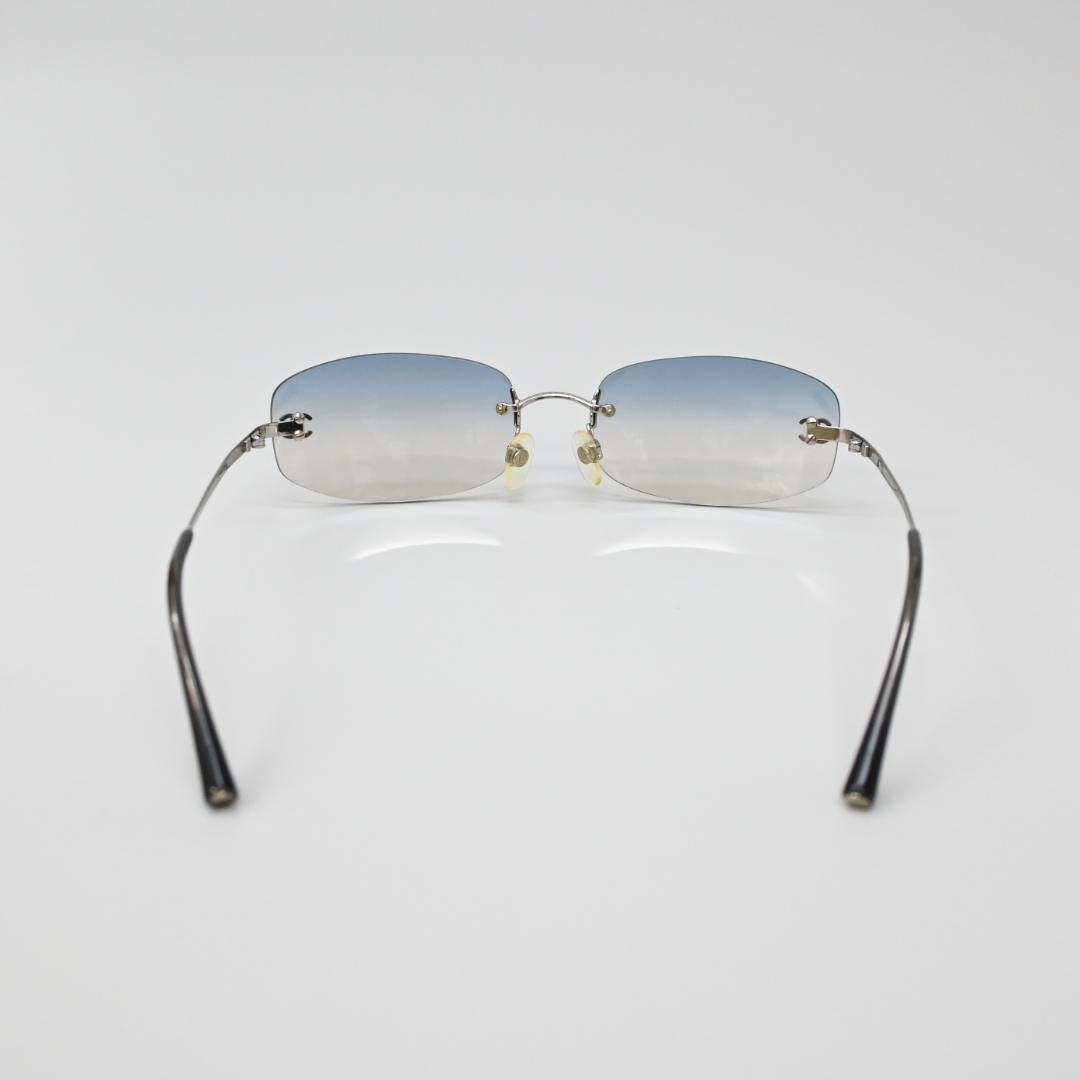 ■ 46548★年 シャネル サングラス ココマーク シルバー×ブルー