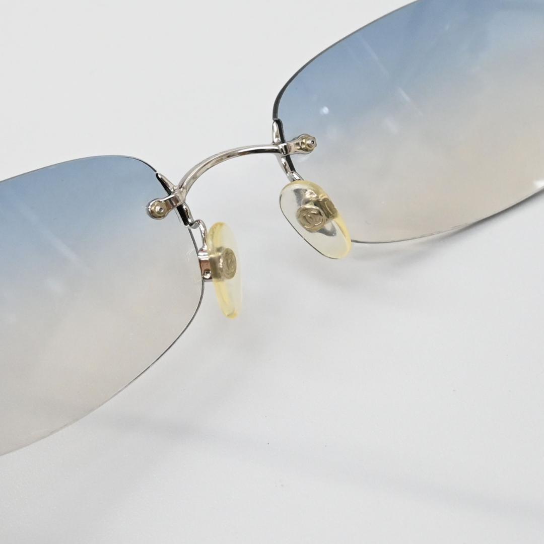 ■ 46548★年 シャネル サングラス ココマーク シルバー×ブルー