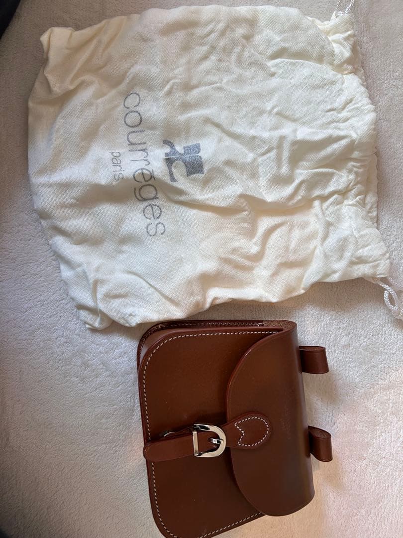 クレージュ　ブラウンレザー　ウエストポーチ