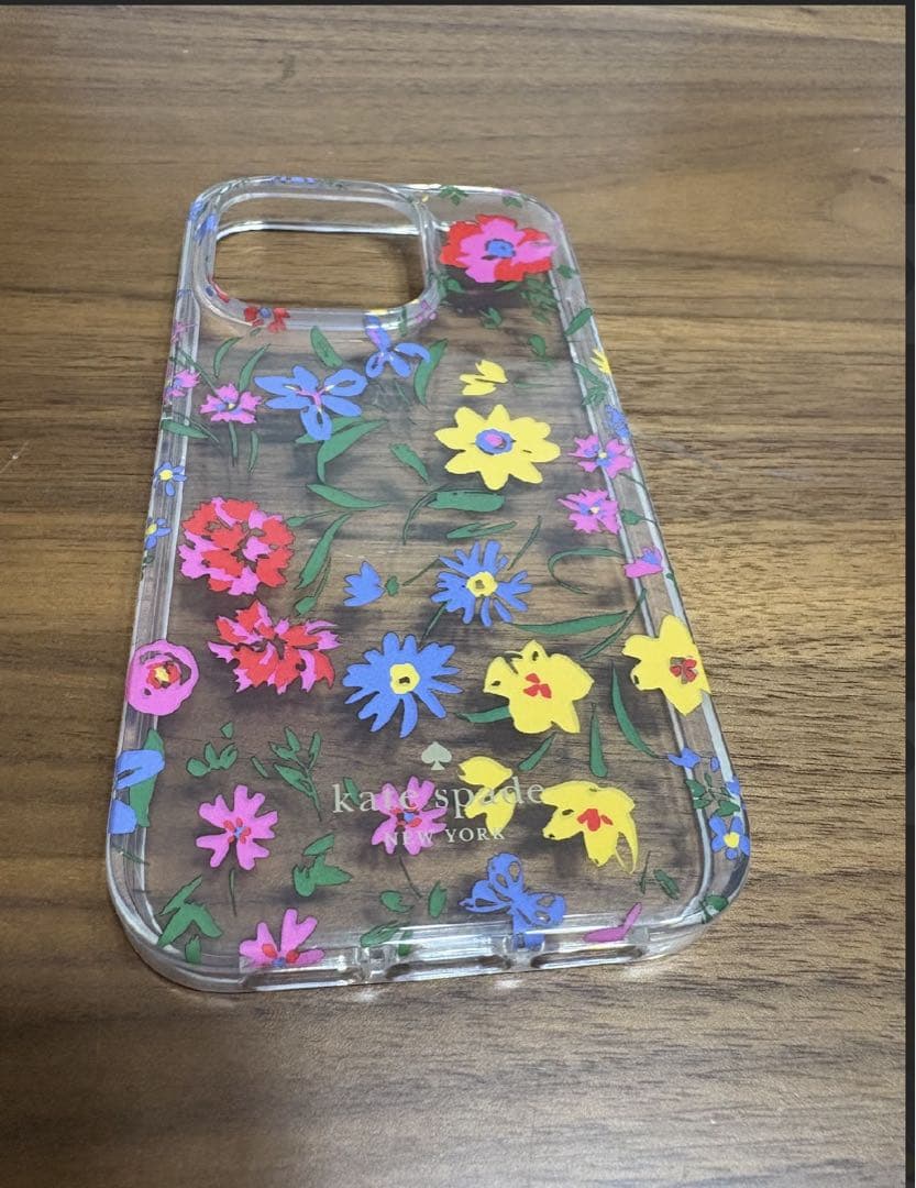 KATE SPADE iPhone14Proスマホリング付属 クリームマルチ1