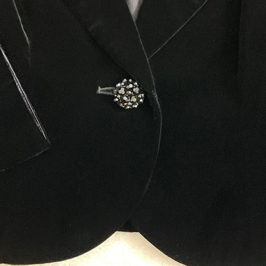 美品　エムズグレイシー　ベロアジャケット　ビジューボタン　パワーショルダー　L