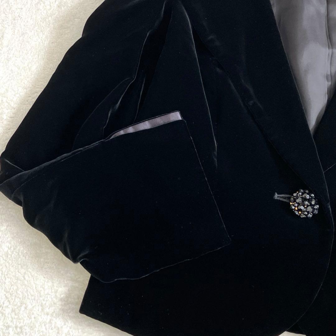 美品　エムズグレイシー　ベロアジャケット　ビジューボタン　パワーショルダー　L