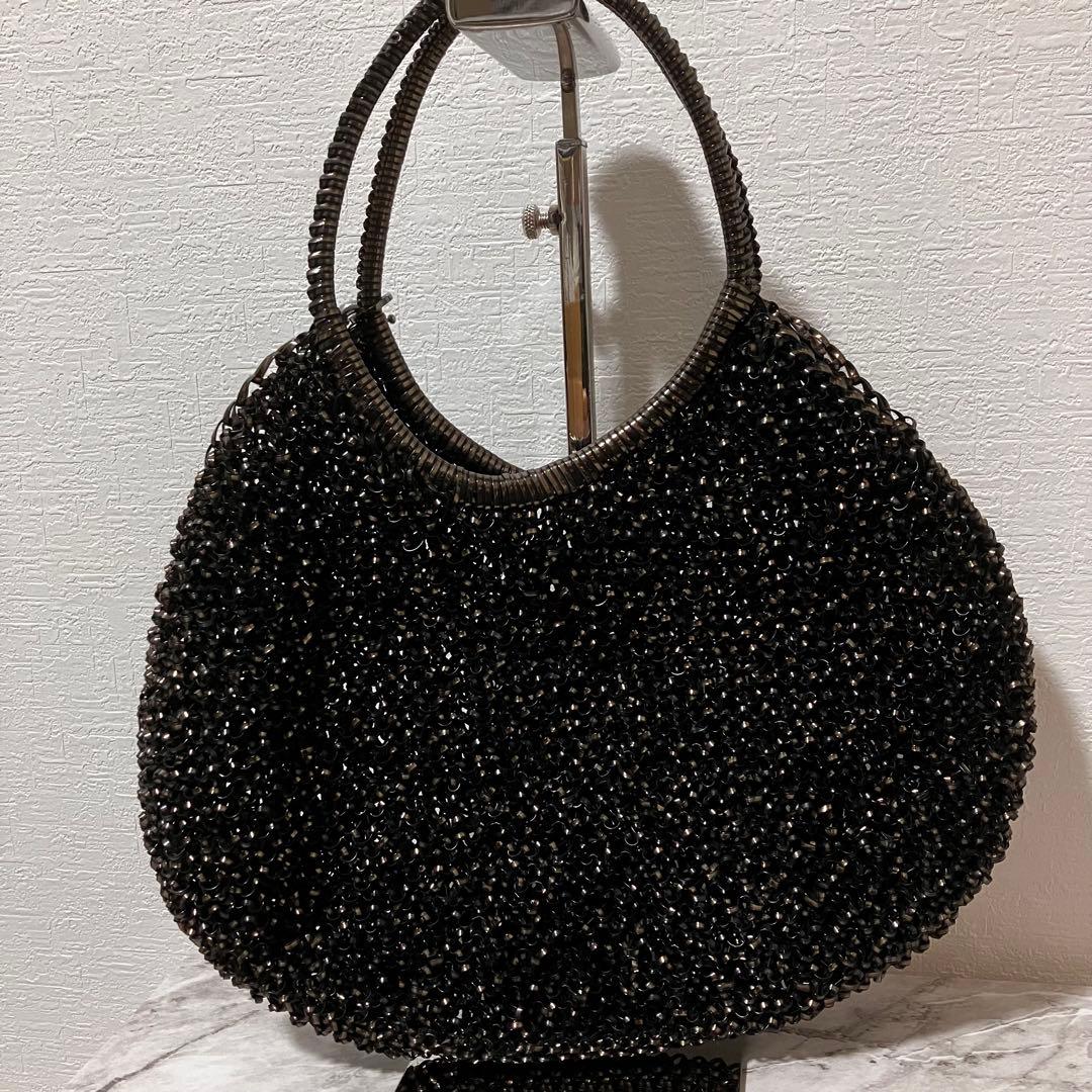 アンテプリマ ビジュー付き ワイヤーバッグ ブラック ハーフムーン