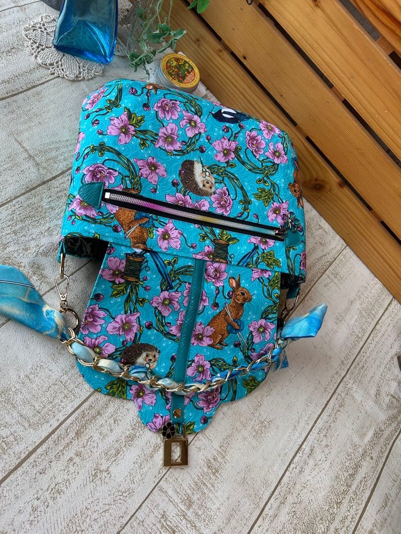 バロン♡花うさぎハリネズミ♡丸底　2wayショルダーバッグ