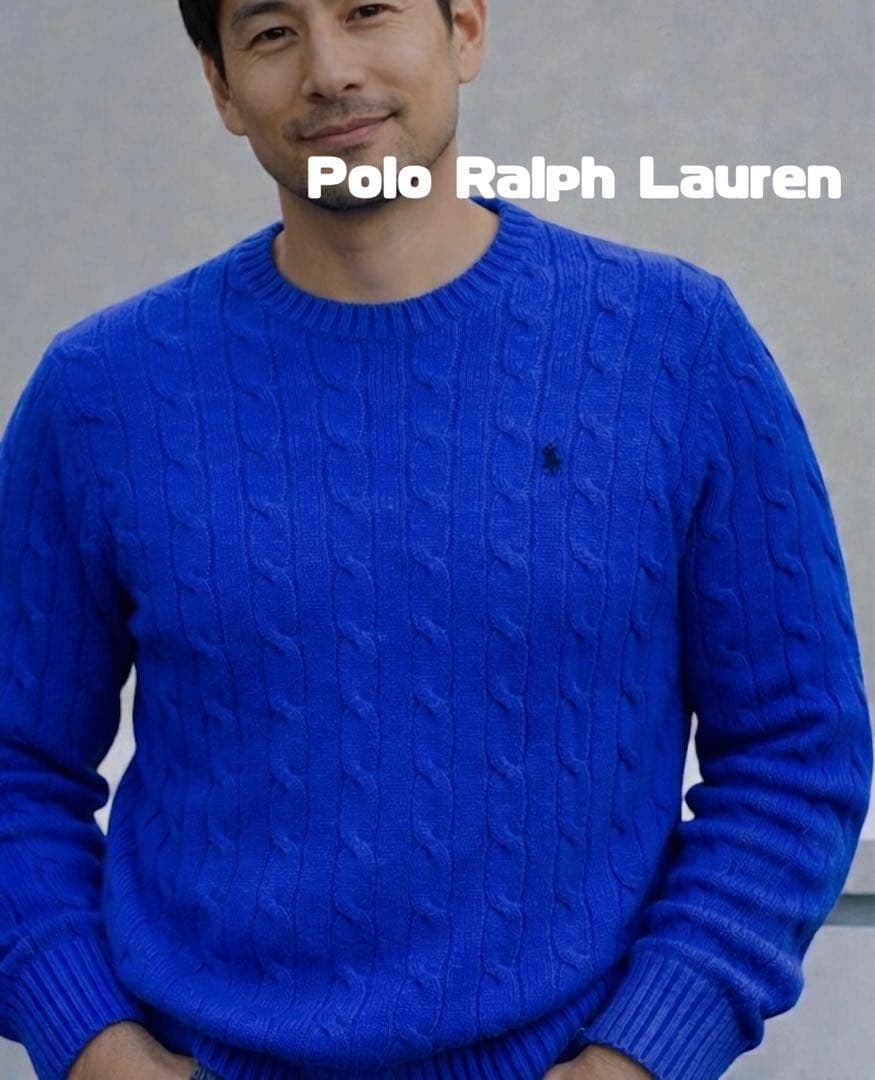 アウディQ8　ポロ ラルフローレン ケーブルニットセーター 青 M 近年