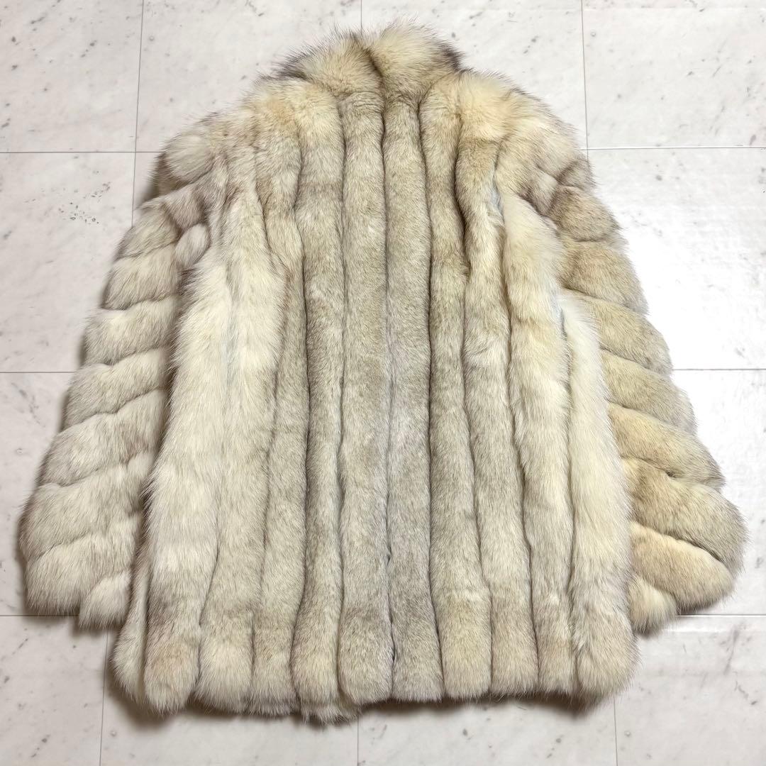 SAGA FOX 毛皮コート フォックスファー 銀サガ アイボリー 13号