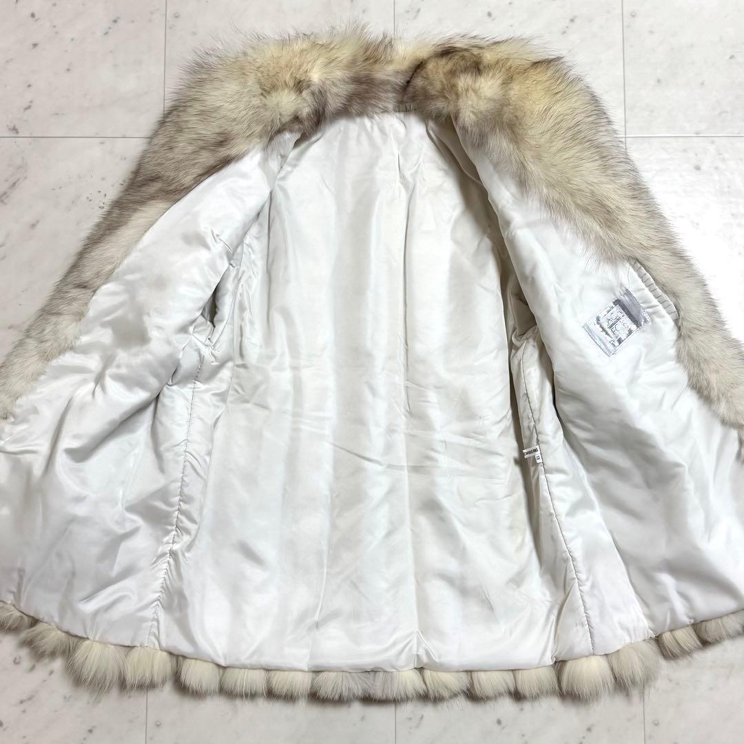 SAGA FOX 毛皮コート フォックスファー 銀サガ アイボリー 13号