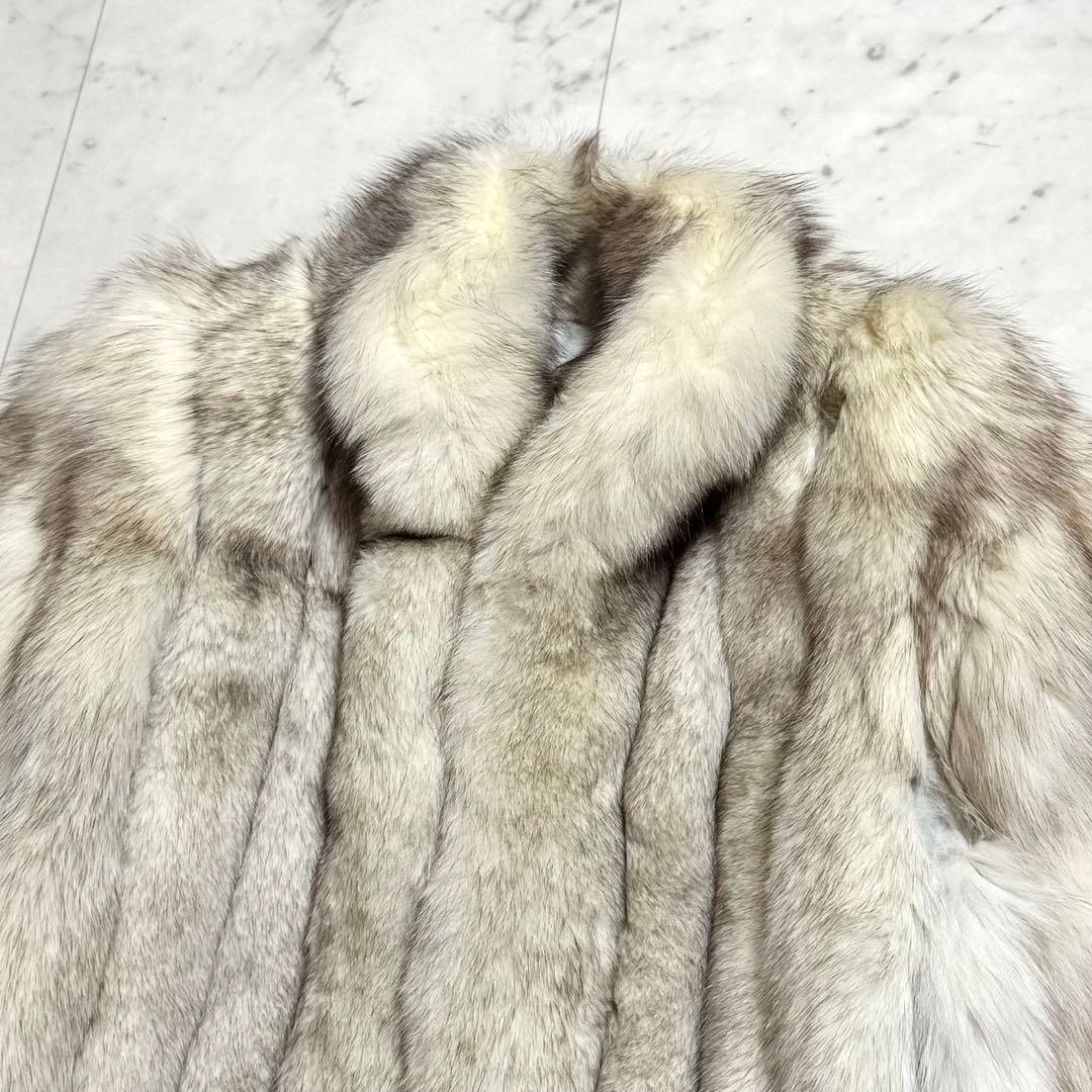 SAGA FOX 毛皮コート フォックスファー 銀サガ アイボリー 13号