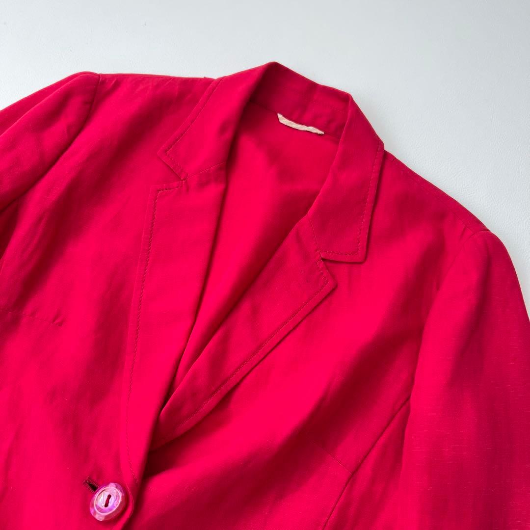 良品　ETRO エトロ　リネンジャケット　麻　レッド テーラードジャケット 44