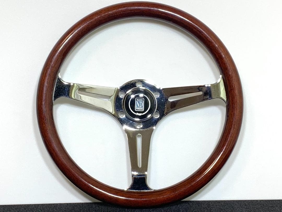 エムズスピード ウッドステアリング ホーンボタン付 メッキ輝き良好 希少