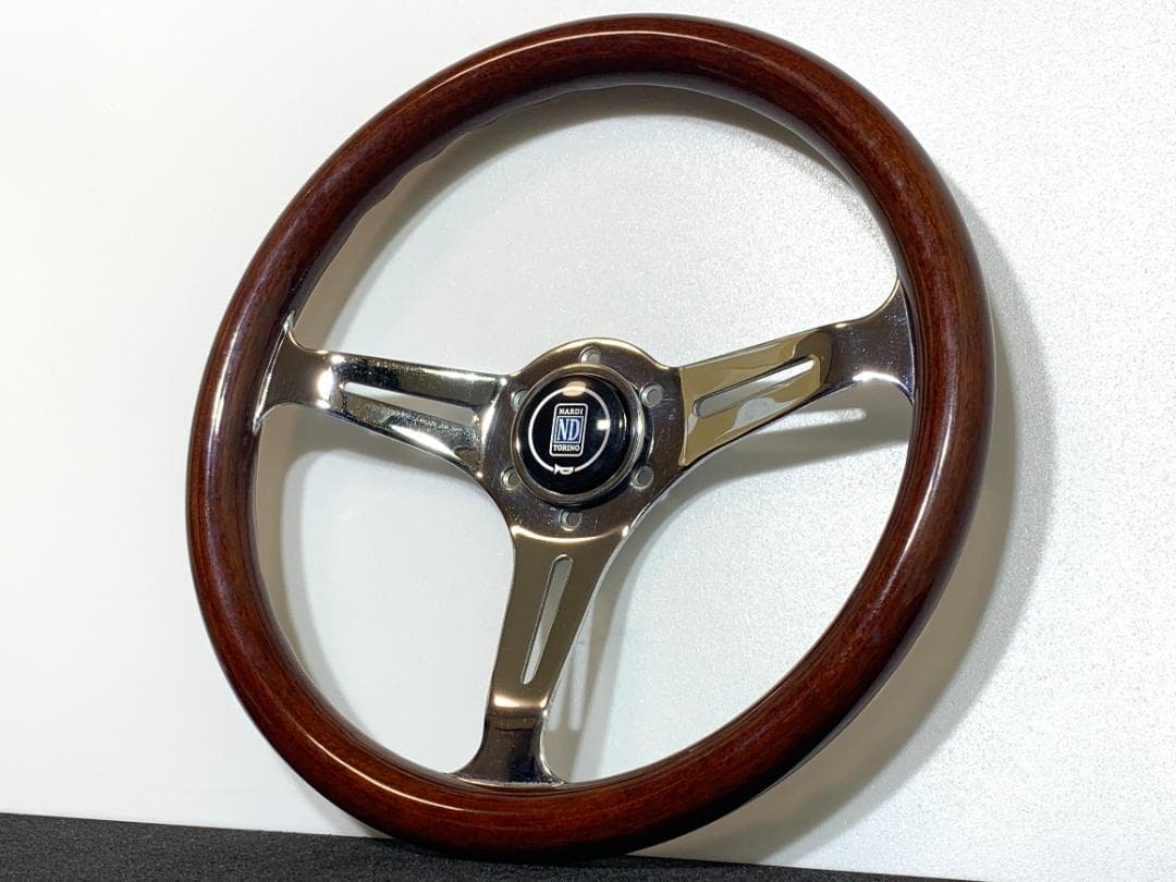 エムズスピード ウッドステアリング ホーンボタン付 メッキ輝き良好 希少