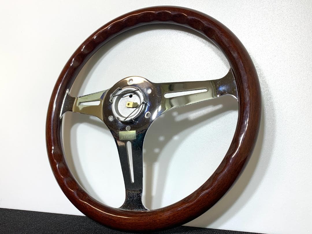 エムズスピード ウッドステアリング ホーンボタン付 メッキ輝き良好 希少